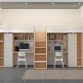 Modern Bunk Bed Interior Design With Study Desks Chairs And Storage Shelves 3d model