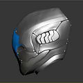 Futuristic Helmet Design With Silver Exterior Blue Visor And Detailed Patterns