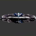 Fantasy Ornate Reflective Sword With Blue Purple Blade And Crystal Gemstone Hilt