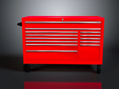 Red Mobile Tool Cart With Multiple Metal Drawers And Rolling Wheels For Storage 3d model