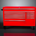 Red Mobile Tool Cart With Multiple Metal Drawers And Rolling Wheels For Storage 3d model