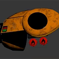 Orange Industrial Equipment With Black Stripes Circular Lens And Red Indicator Lights