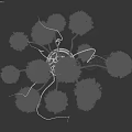 Simple Decorative Ornament Set With White Spherical Flowers In Clear Glass Vase And Color Samples