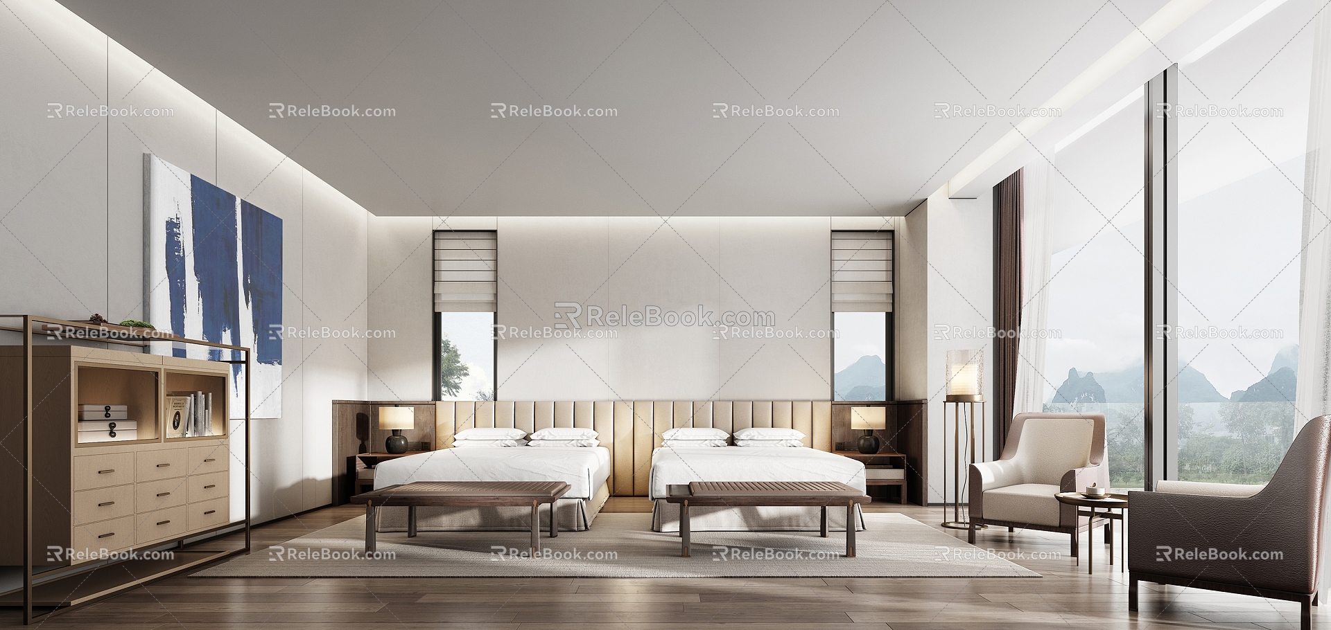 Modern Luxury Hotel Room King Room Hotel model