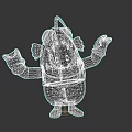 Cartoon Monster Character With Red Eyes Open Mouth Sharp Teeth And Outstretched Arms