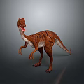 Realistic Brown Striped Dinosaur Model Standing With Open Mouth And Muscular Build