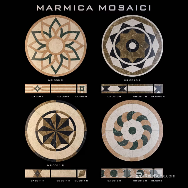Various Decorative Marble Floor Tile Patterns With Circular Designs And Intricate Details 3d model 