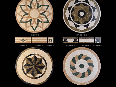 Various Decorative Marble Floor Tile Patterns With Circular Designs And Intricate Details 3d model