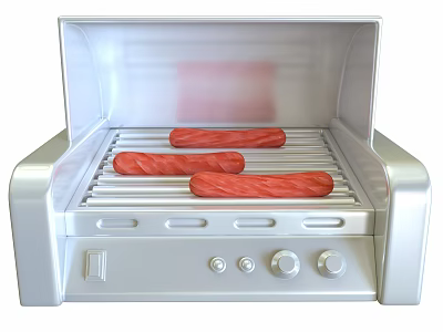 Commercial Grill Equipment for Cooking Sausages on Stainless Steel Grates 3d model