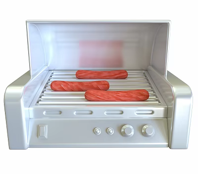 Commercial Grill Equipment for Cooking Sausages on Stainless Steel Grates 3d model