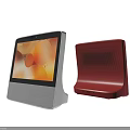 Smart Machines Featuring Gray Screen Device And Red Speaker With Modern Design 3d model