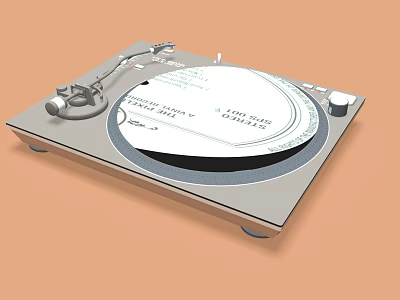 Modern Silver Vinyl Turntable Musical Instrument With Vintage Design And Audio Playback 3d model