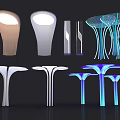 Modern Columns With Curved Shapes LED Lighting And Mesh Structure Designs 3d model