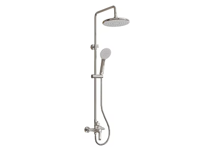 Modern Chrome Shower System with Rainfall Top Head Handheld Spray and Adjustable Rod 3d model