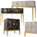 Modern Functional Desk In Black Silver With Gold Accents Sun Motifs And Geometric Design