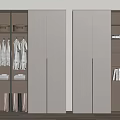 Modern Wardrobe With Multiple Doors Hanging Shirts Folded Clothes And Storage Shelves For Books