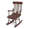Vintage Wooden Rocking Chair With Slatted Backrest Armrests And Sturdy Structure