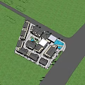 Commercial Street with Traditional and Modern Architecture Greenery Surrounding High Rise Buildings and Open Plaza