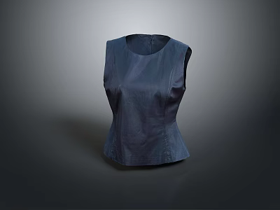 Classic Fitted Navy Sleeveless Top With Modern Design And Solid Color 3d model