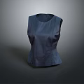 Classic Fitted Navy Sleeveless Top With Modern Design And Solid Color 3d model