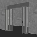 Modern Interior Folding Doors With Glass Panels And Metal Frames On Concrete Wall