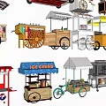 Various Style Mobile Food Carts With Wheels Umbrellas For Street Vending