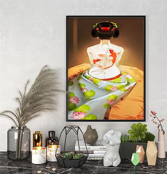 modern figure painting decorative painting 3d model