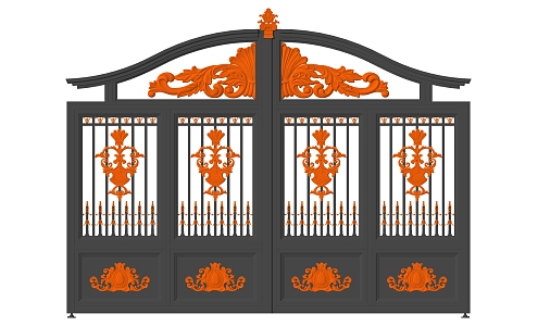 European-style gate wrought iron carved gate 3d model