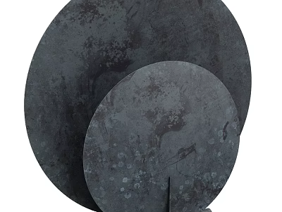 Two Dark Colored Circular Mottled Texture Table Lamps With Metal Stand 3d model