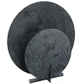 Two Dark Colored Circular Mottled Texture Table Lamps With Metal Stand 3d model
