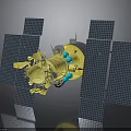 Yellow Spacecraft With Blue Components And Large Solar Panels For Space Exploration
