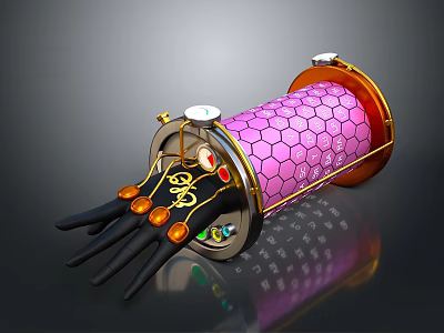 Character And Creature Themed Mechanical Art With Pink Honeycomb Octopus Tentacles And Golden Accents 3d model