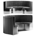 Modern Curved Sectional Sofa With Dark Gray Velvet Upholstery and Sleek Metal Frame