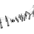 modern tower high voltage transmission line 3d model