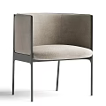Modern Minimalist Accent Chair With Light Gray Upholstered Seat And Black Metal Legs