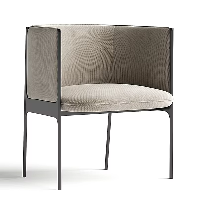 Modern Minimalist Accent Chair With Light Gray Upholstered Seat And Black Metal Legs 3d model