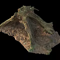Natural Stone And Wood Sculpture With Rustic Textured Surface And Organic Root Design