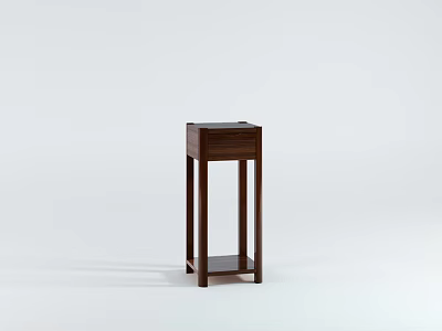 Dark Wood Garden Decorative Stand For Small Plants And Gardening Tools 3d model