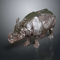 Lifelike Rhinoceros Sculpture With Metallic Texture Detailed Craftsmanship And Decorative Design