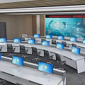 Modern Monitoring Room Government Monitoring Hall Console Digital Large Screen 3d model
