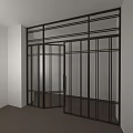 Modern Black Frame Glass Double Doors With Grid Design In Interior Space 3d model