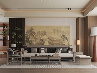 Chinese-style Living Room Sofa Combination Ornaments 3d model