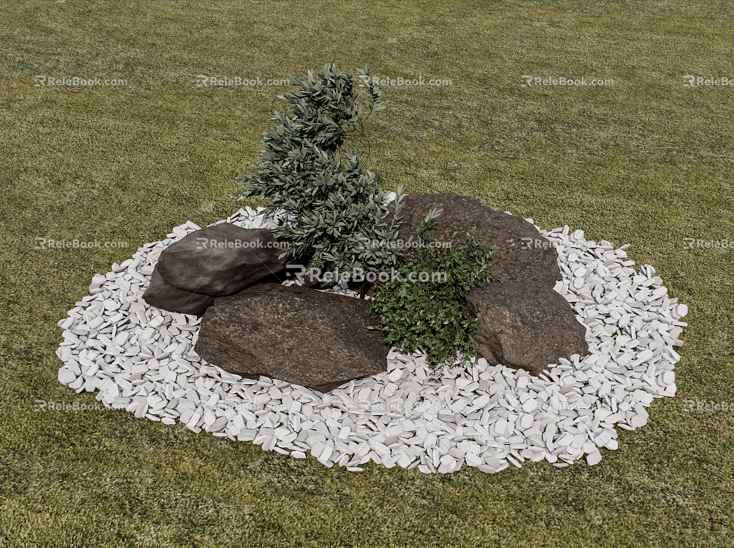 Modern landscape sketch landscape stone combination 3d model