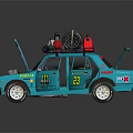 Turquoise Pink Modified Car With Monster Energy Graffiti Open Doors And Roof Engine