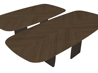 Modern Brown Chevron Wood Grain Dining Table With Sturdy Black Legs 3d model