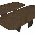 Modern Brown Chevron Wood Grain Dining Table With Sturdy Black Legs
