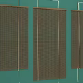 Woven Brown Venetian Blinds With Grid Pattern Mounted On Teal Background 3d model