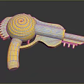 Decorative Fantasy Weapon With Gold Blue Spiral Design And Serrated Edges
