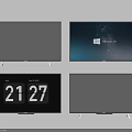 Multiple Televisions Displaying Windows Interface Time Date And Black Screens