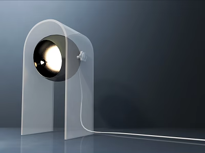 Modern Desk Lamp With Transparent Arch Frame And Spherical Illuminated Bulb 3d model